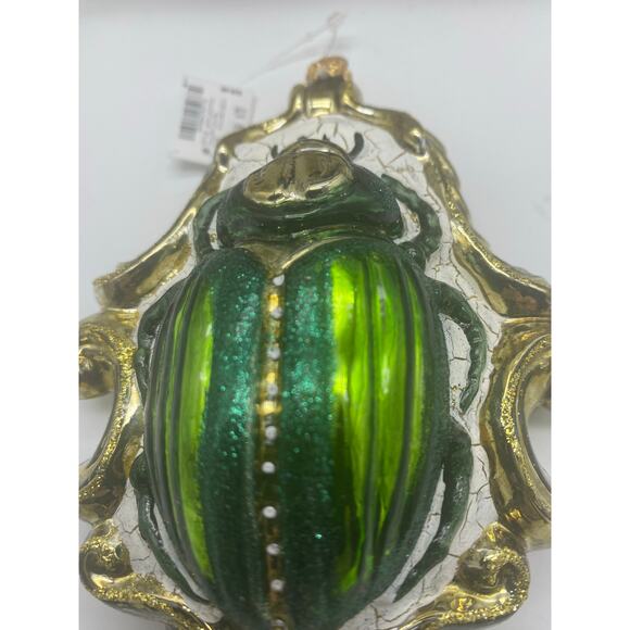 Vintage Large Glass Green‎ Scarab Bug Ornament Trimsetter, Poland NIB - Picture 6 of 8